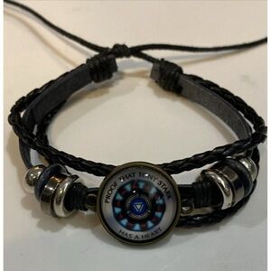 Marvel’s Proof That Tony Stark Has A Heart Leather Braided Bracelet 7"-10" ajd